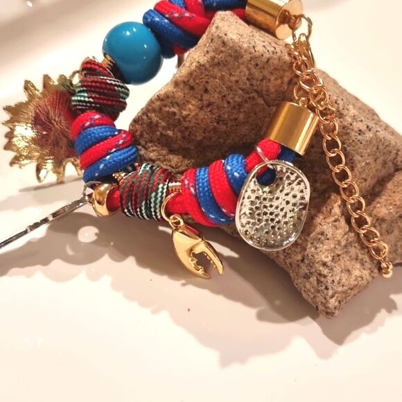 New ZARA Colored Knotted cord bracelet with charms - Picture 5 of 9